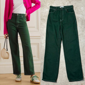 Reformation Jeans Women’s 25 Green Cowboy High Rise Straight Organic Cotton